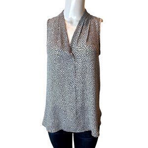 Vince Camuto Womens Leopard Print Blouse V Neck Sleeveless Black White Size XS